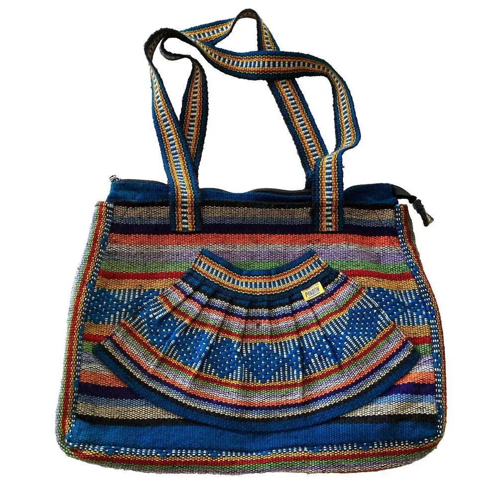 Pinzon Women's Shoulder Bag Blue Multicolor Hippie Festival